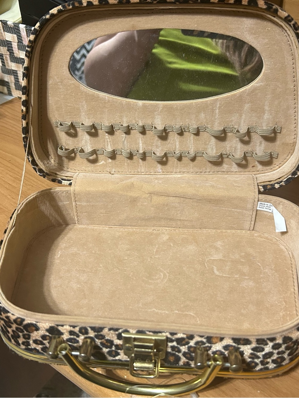 Leopard Print make up Case Travel Organizer - Beige Interior